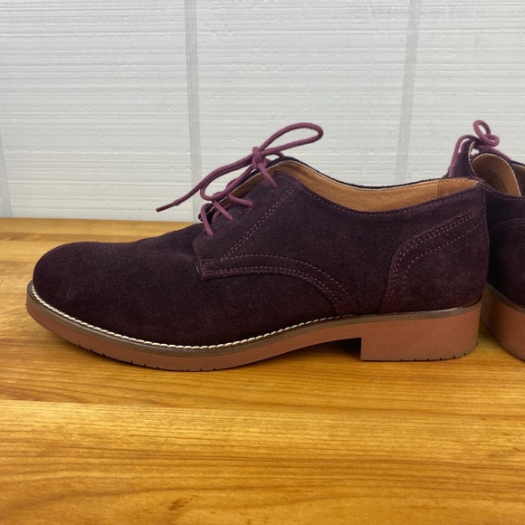 G.H. BASS Emmie Suede Leather Casual Dress Shoe Laced Oxfords Burgundy Women 7.5 - Picture 3 of 7